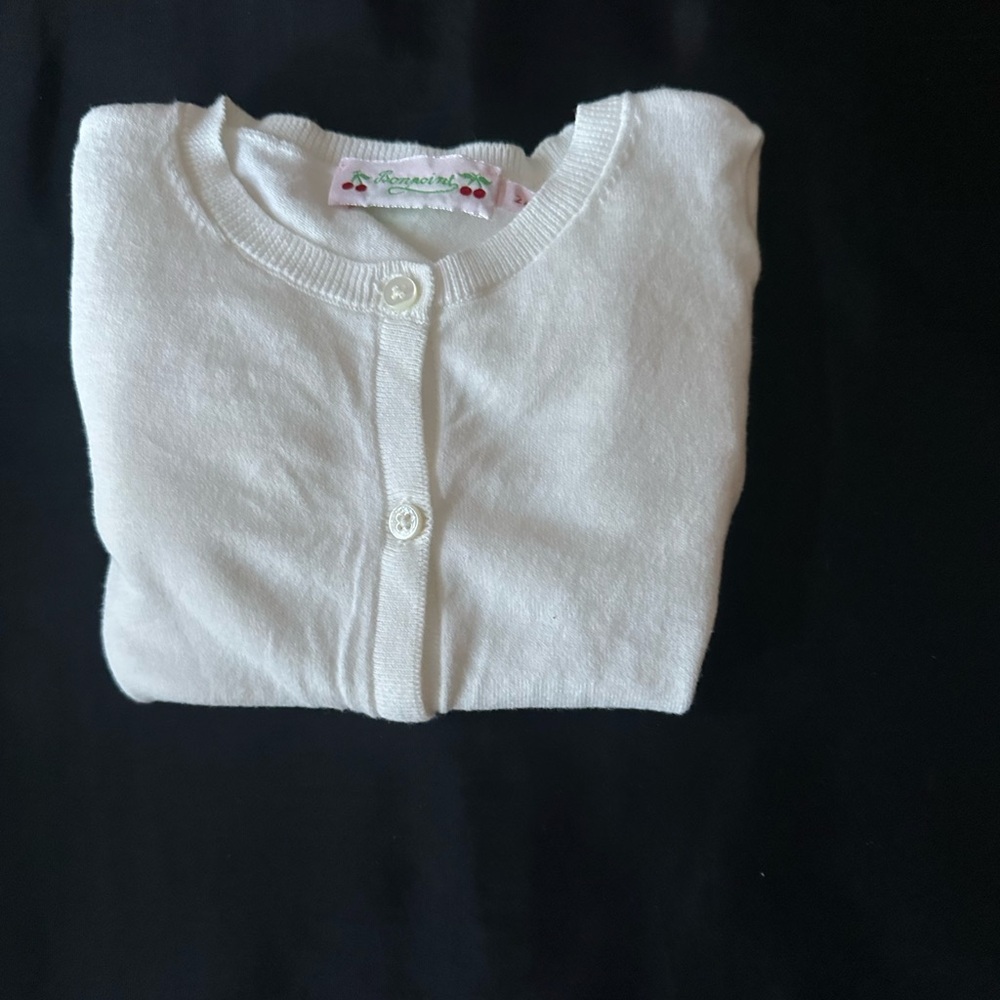 Bonpoint White Cotton Cardigan Size 2T - Picture 7 of 9